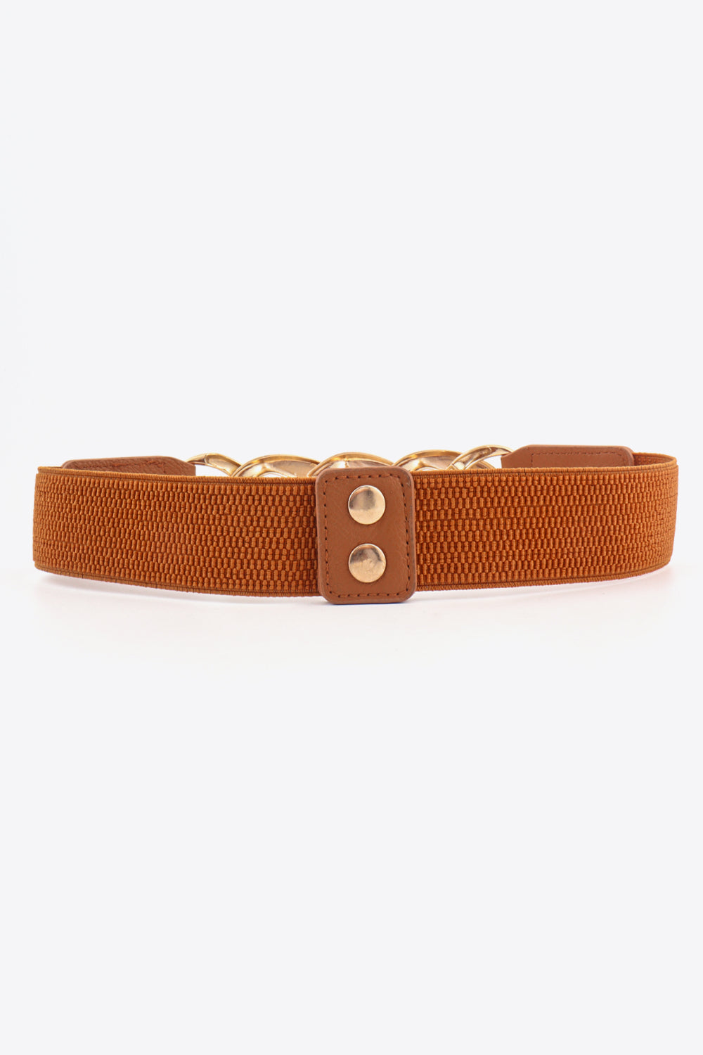 Chain Detail Elastic Belt with Alloy Buckle | PU Leather