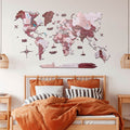 2D wooden world map in cappuccino brown tones, elegant wall art for home decor.