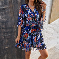 Floral V-Neck Short Sleeve Dress