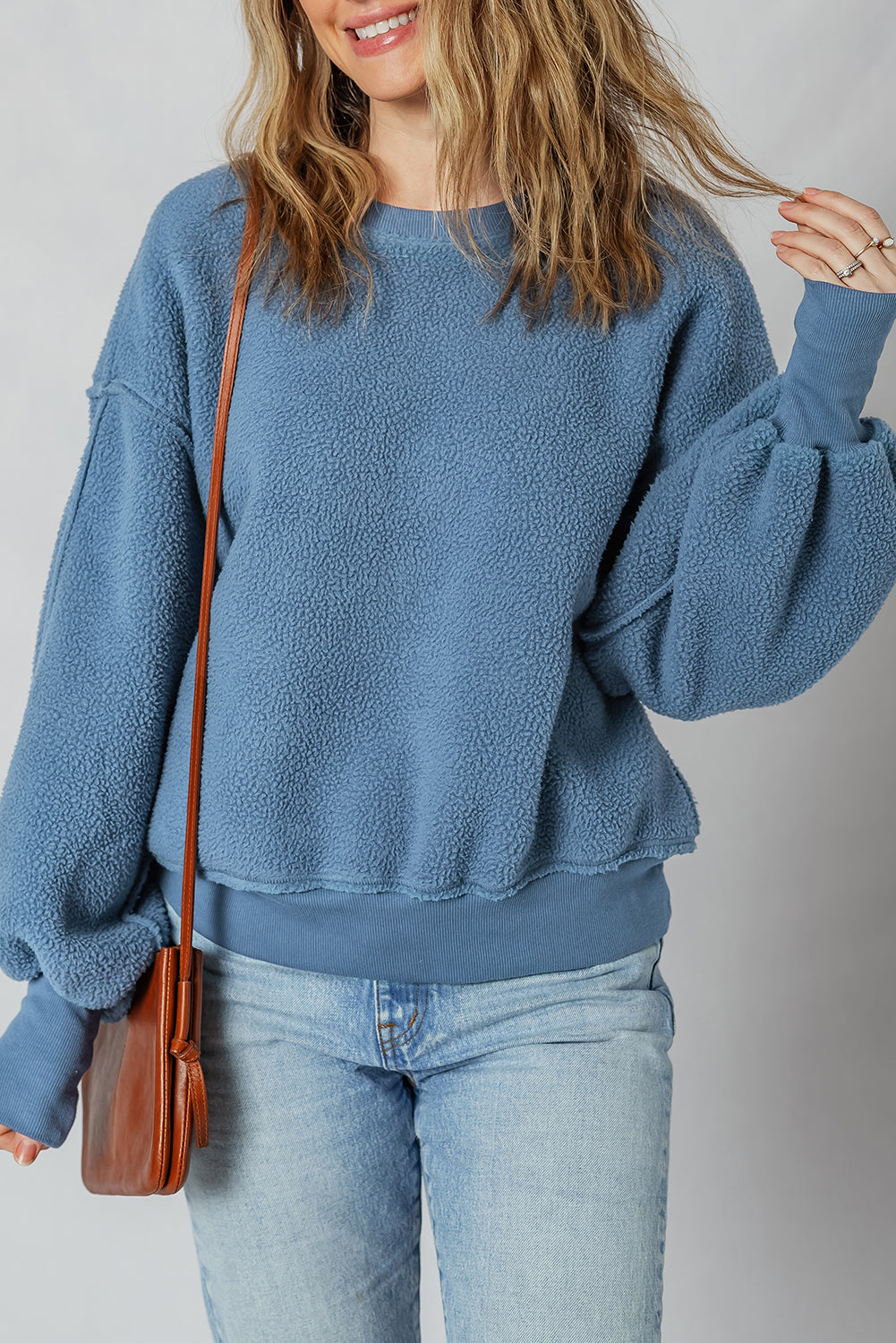 Kinsley Fleece Exposed Seam Casual Sweatshirt