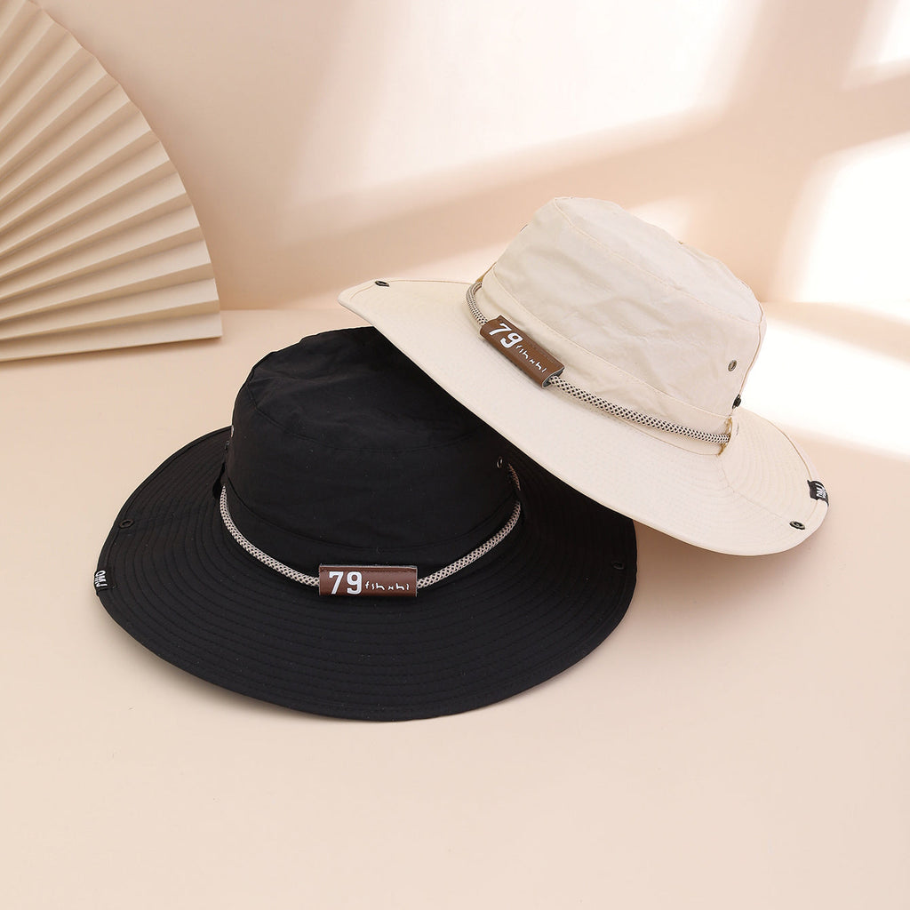 Leather Brim Letter Pattern Fisherman Hat