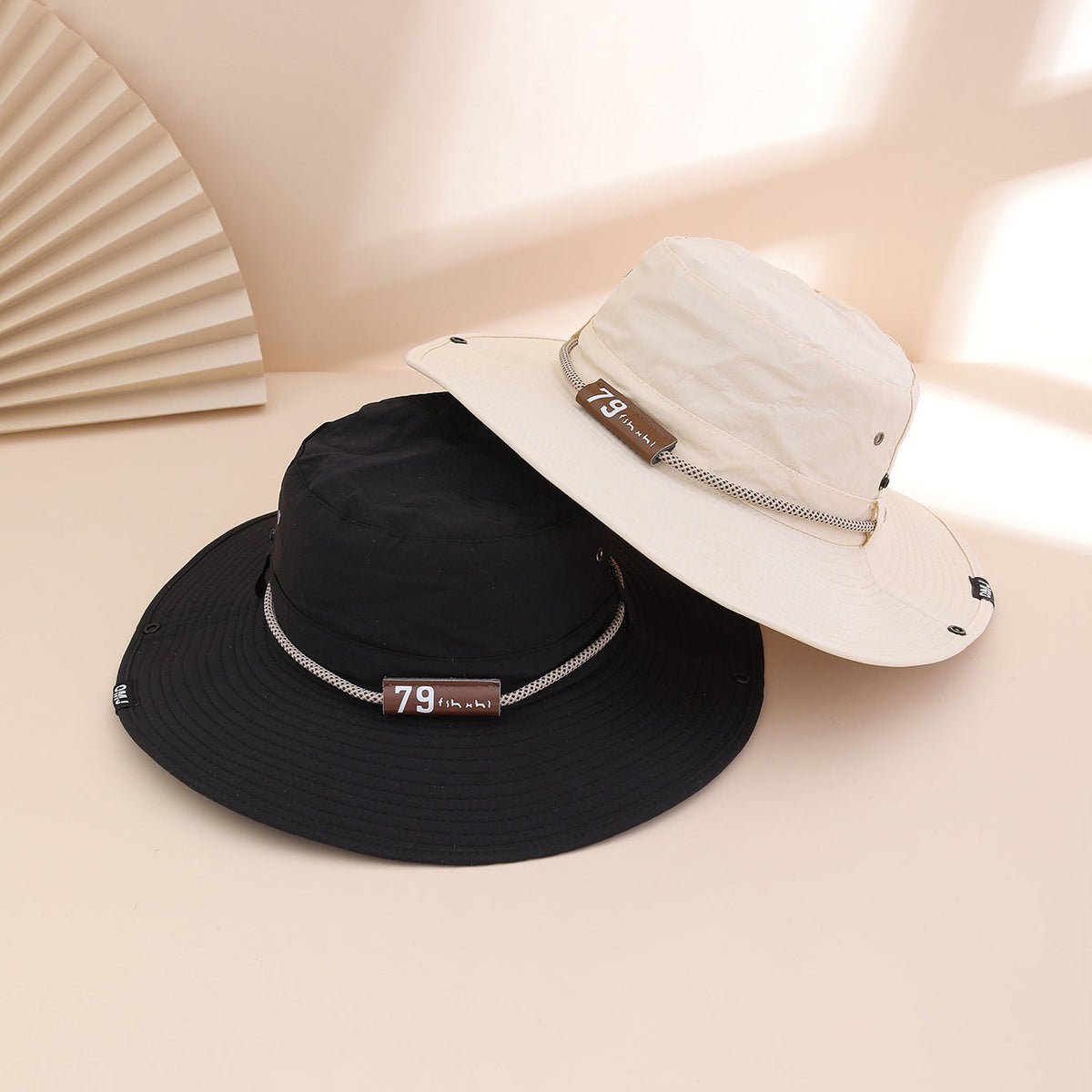 Leather Brim Letter Pattern Fisherman Hat