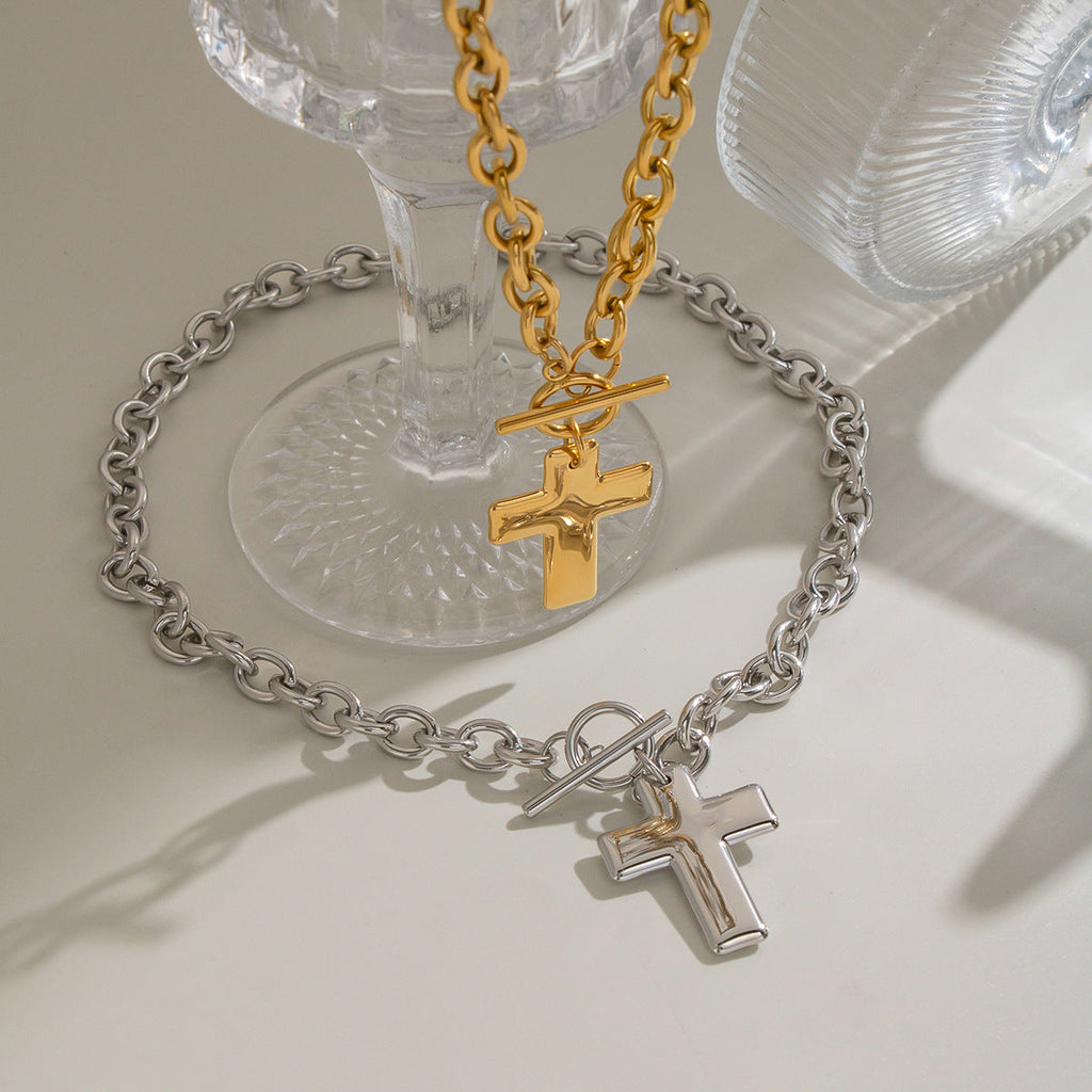 Cross Titanium Steel Pendant Necklace For Women