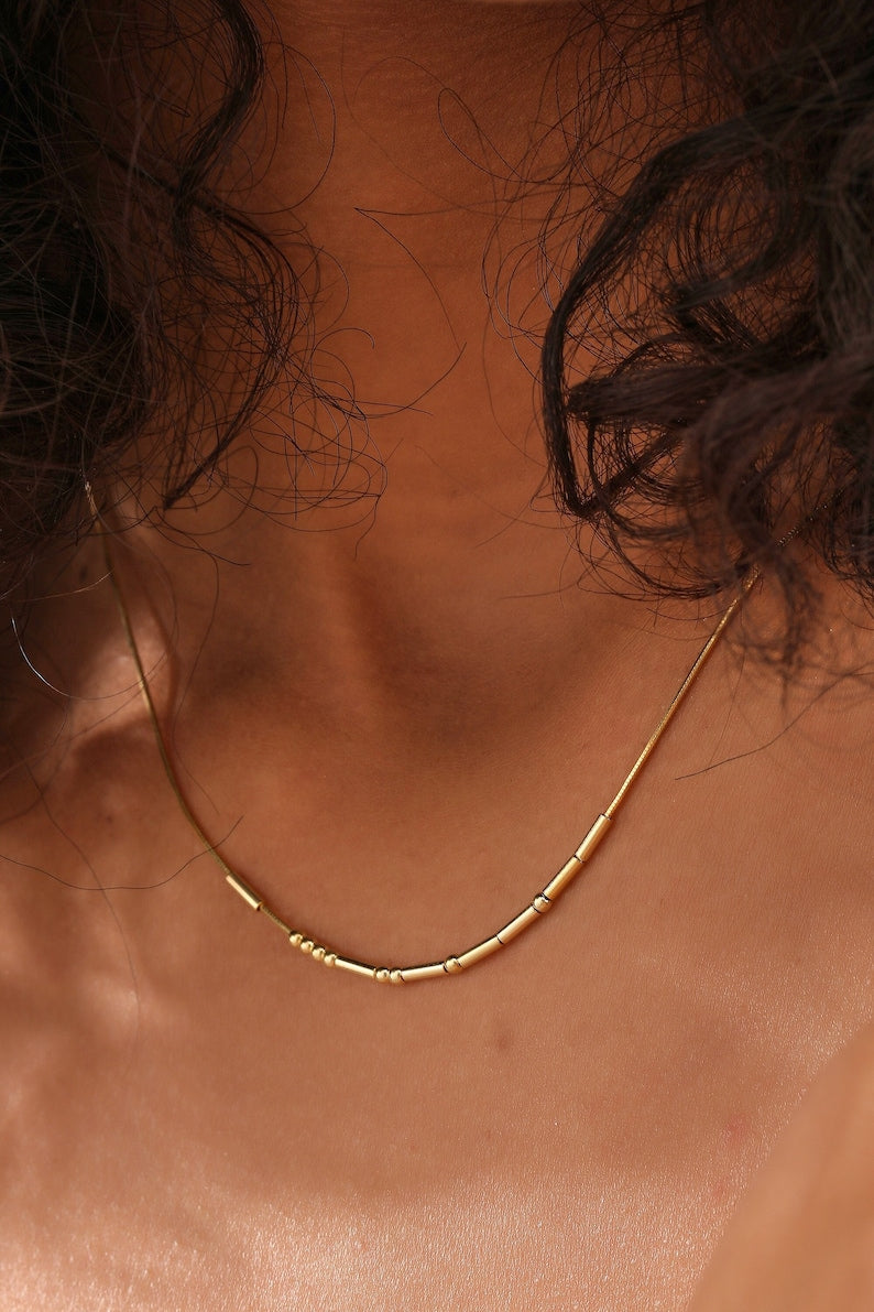 Minimalist Morse Code Custom Name Pendant Necklace