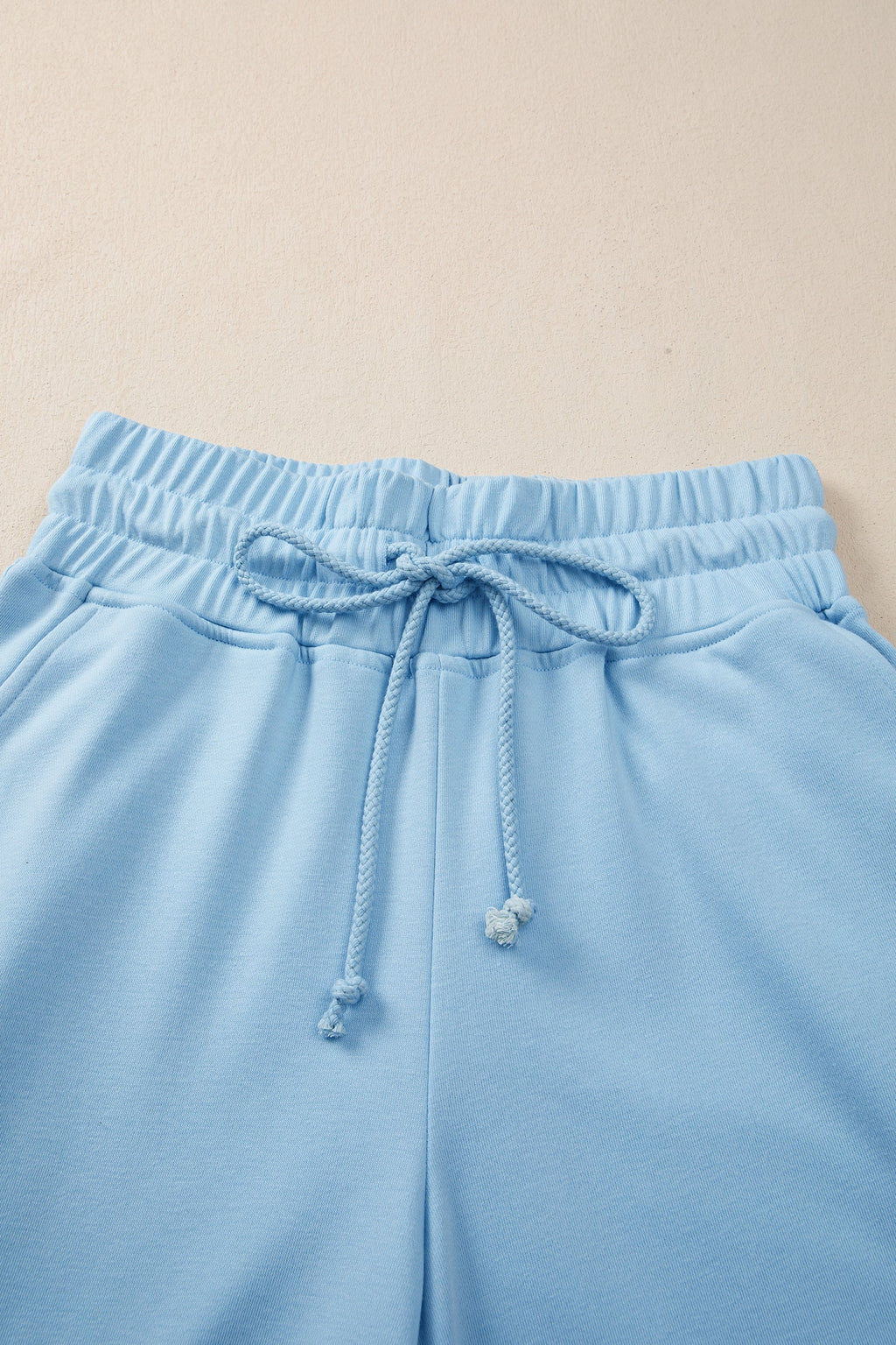 Mist Blue Loose Tee & Wide Leg Drawstring Pants 2pc Set