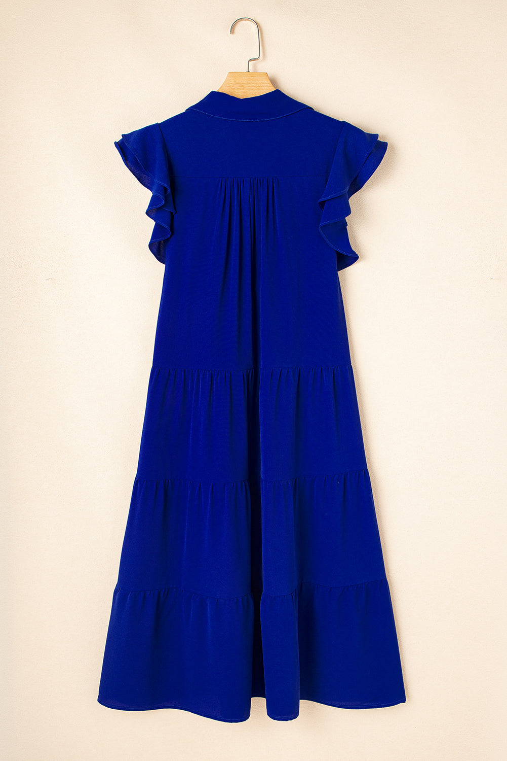 Zelda Collared Tiered Midi Dress - Sophisticated Button-Up Style