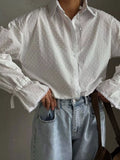 Swiss Dot Flounce Sleeve Shirt