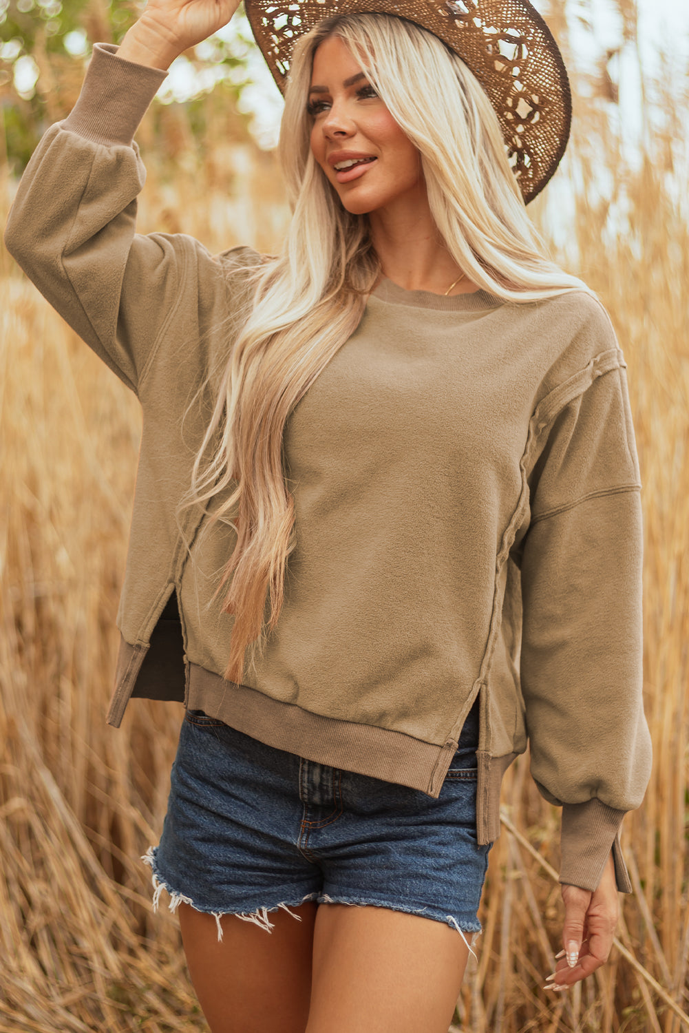 TatumFuzzy Sherpa Splicing Pullover Sweatshirt