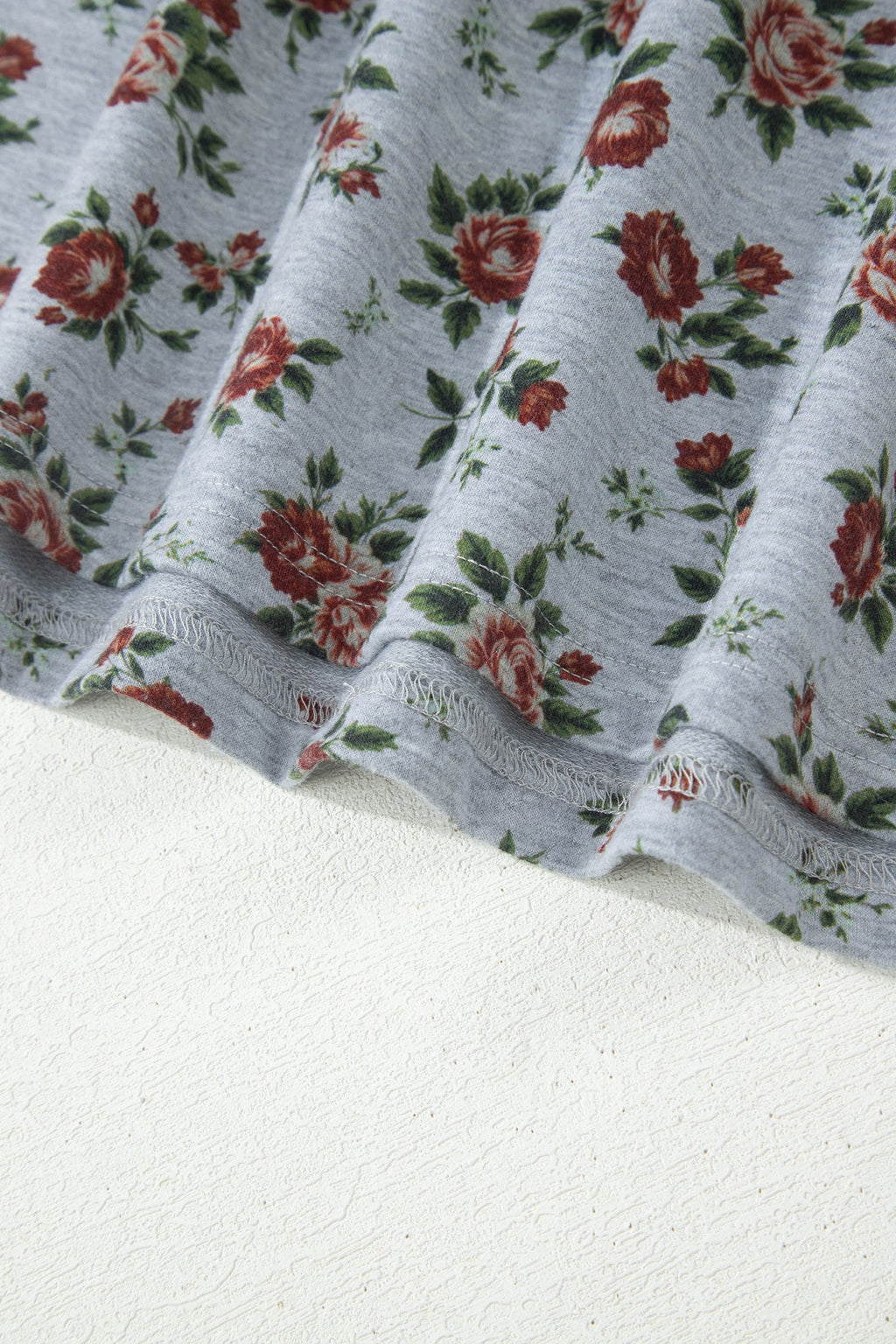 Plus Size Floral Denim Patchwork Polo Tee