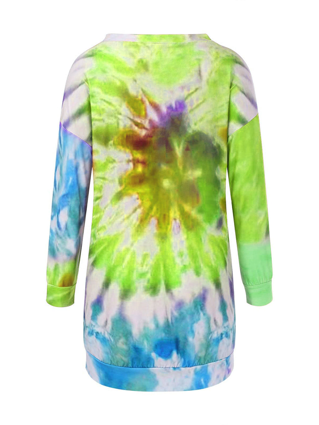 Tie-Dye Round Neck Long Sleeve Casual Mini Dress