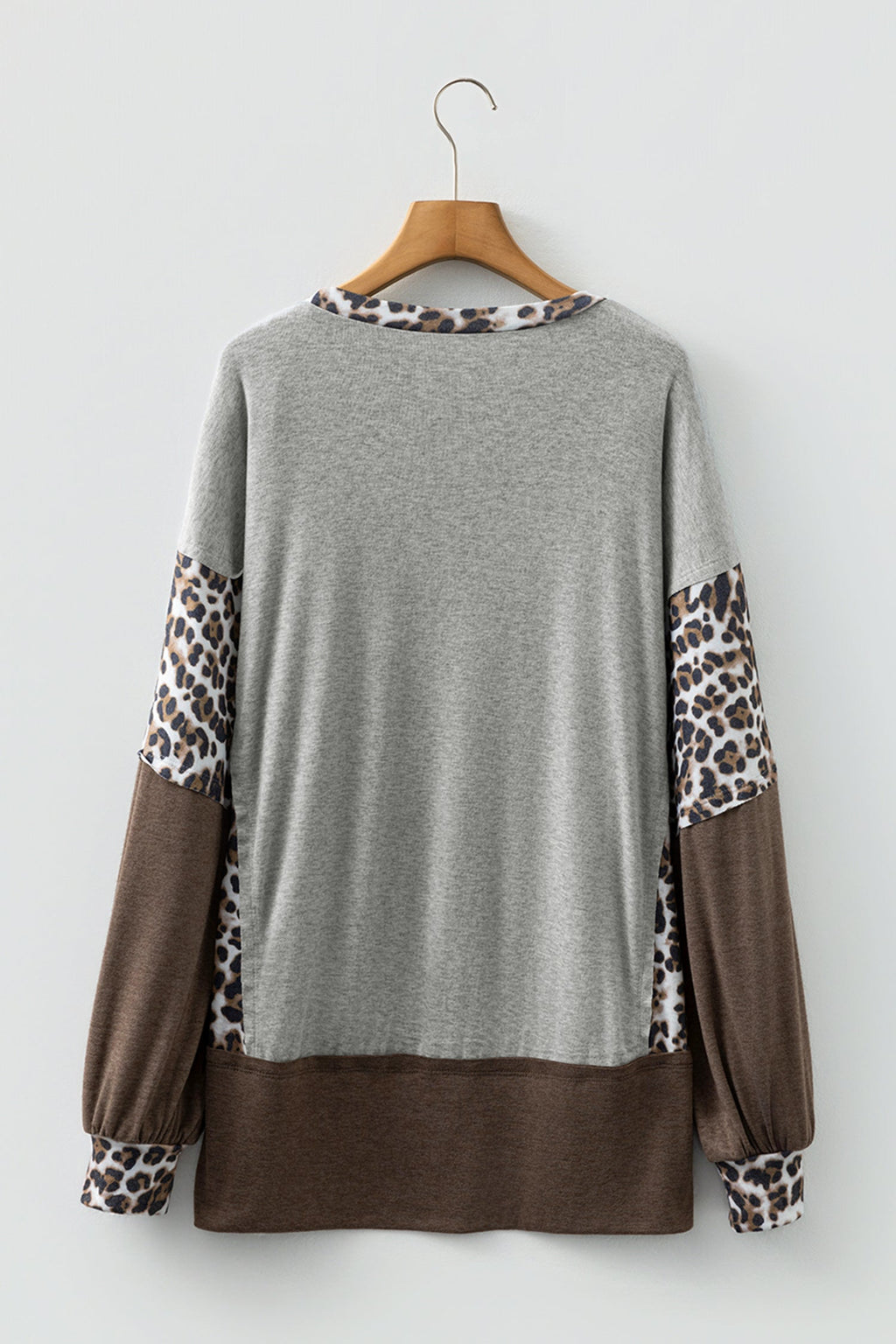 Colorblock Leopard Patchwork Dolman Sleeve Sweatshirt