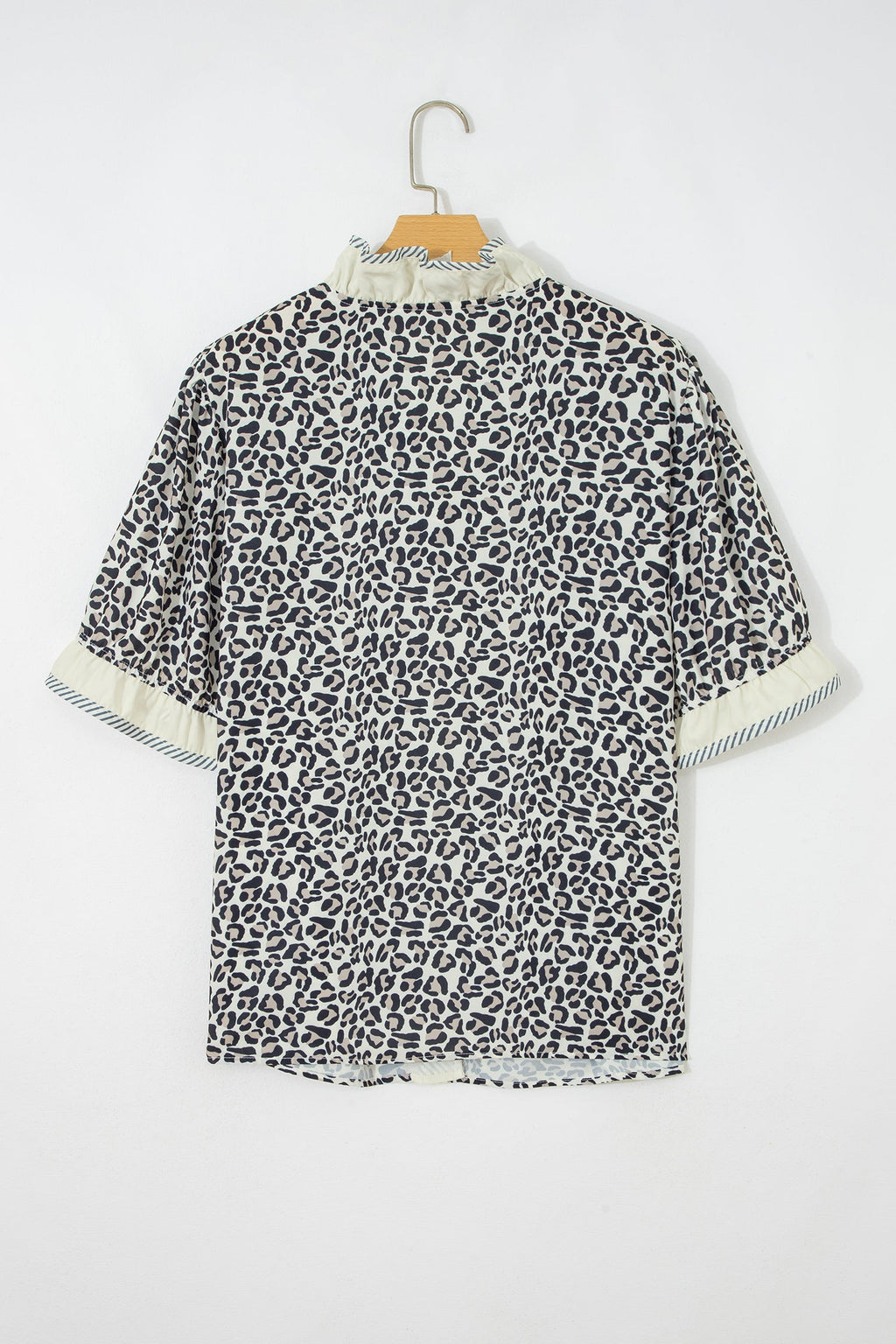 Paige Leopard Print V-Neck Blouse with Ruffled Frill Sleeves