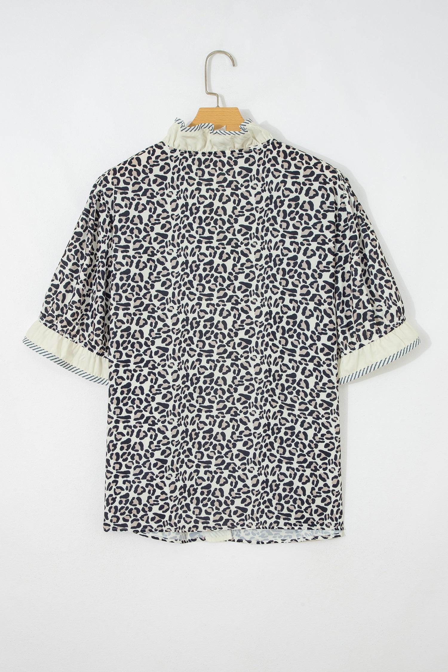 Paige Leopard Print V-Neck Blouse with Ruffled Frill Sleeves