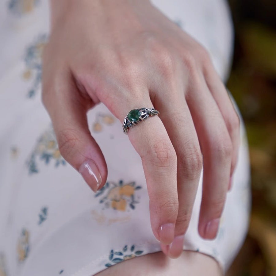 Niche Design Aquamarine Agate Ring For Women