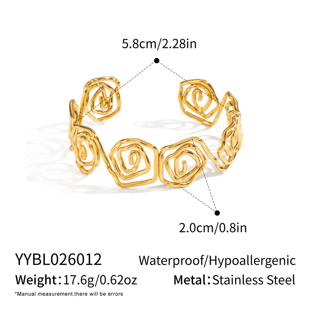 Twisted Rose Flower Open-ring Bracelet