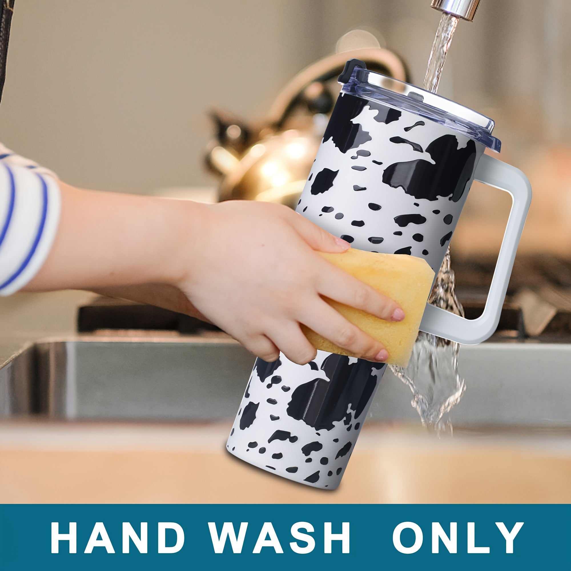 Gome Cow Print 40oz Tumbler Insulated with Handle  Straw