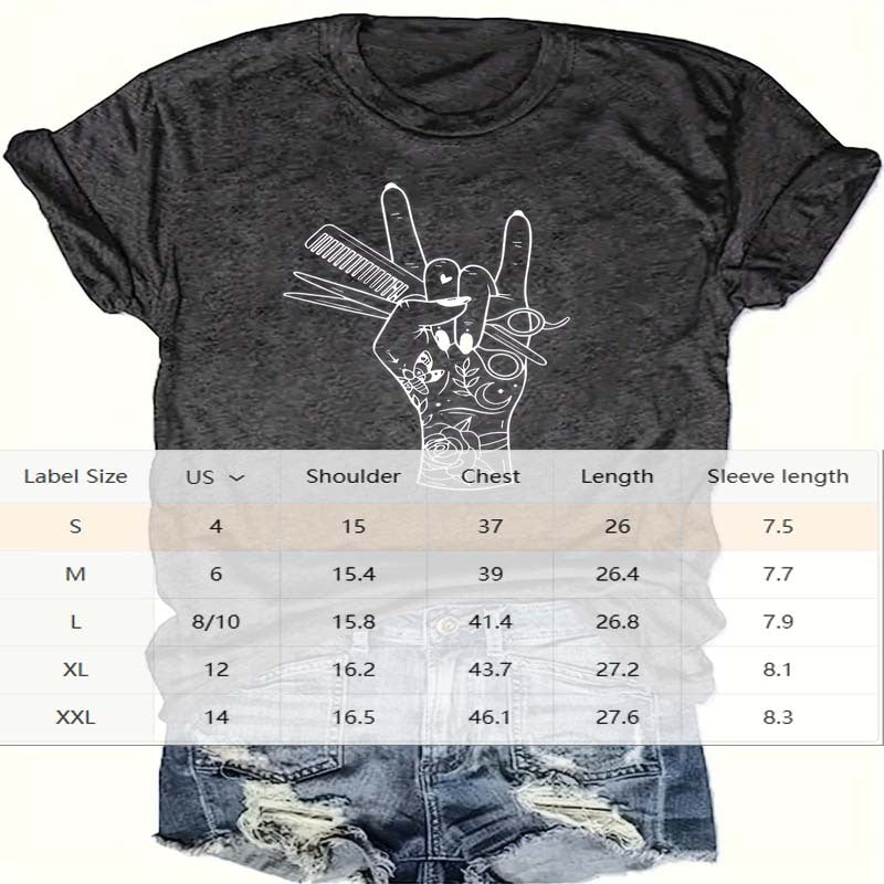 Women's Gray Graphic Print Crew Neck T-Shirt - Edgy Rock-Inspired Tee