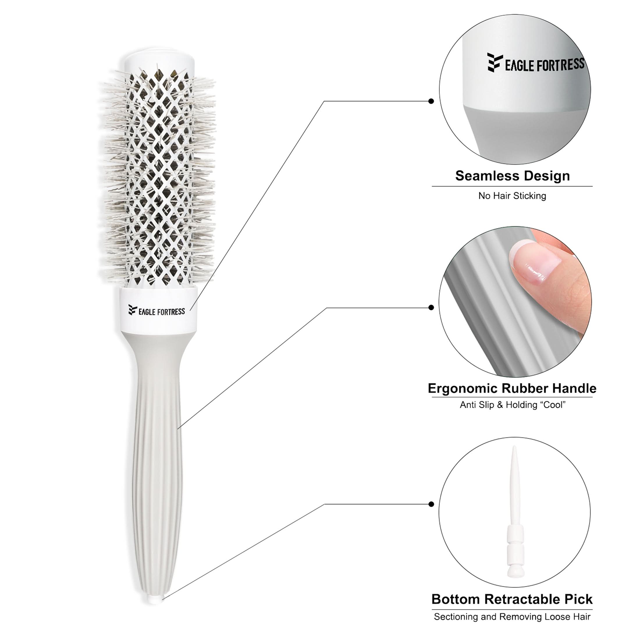 1.26in Professional Round Hair Brush for Sleek Blowouts