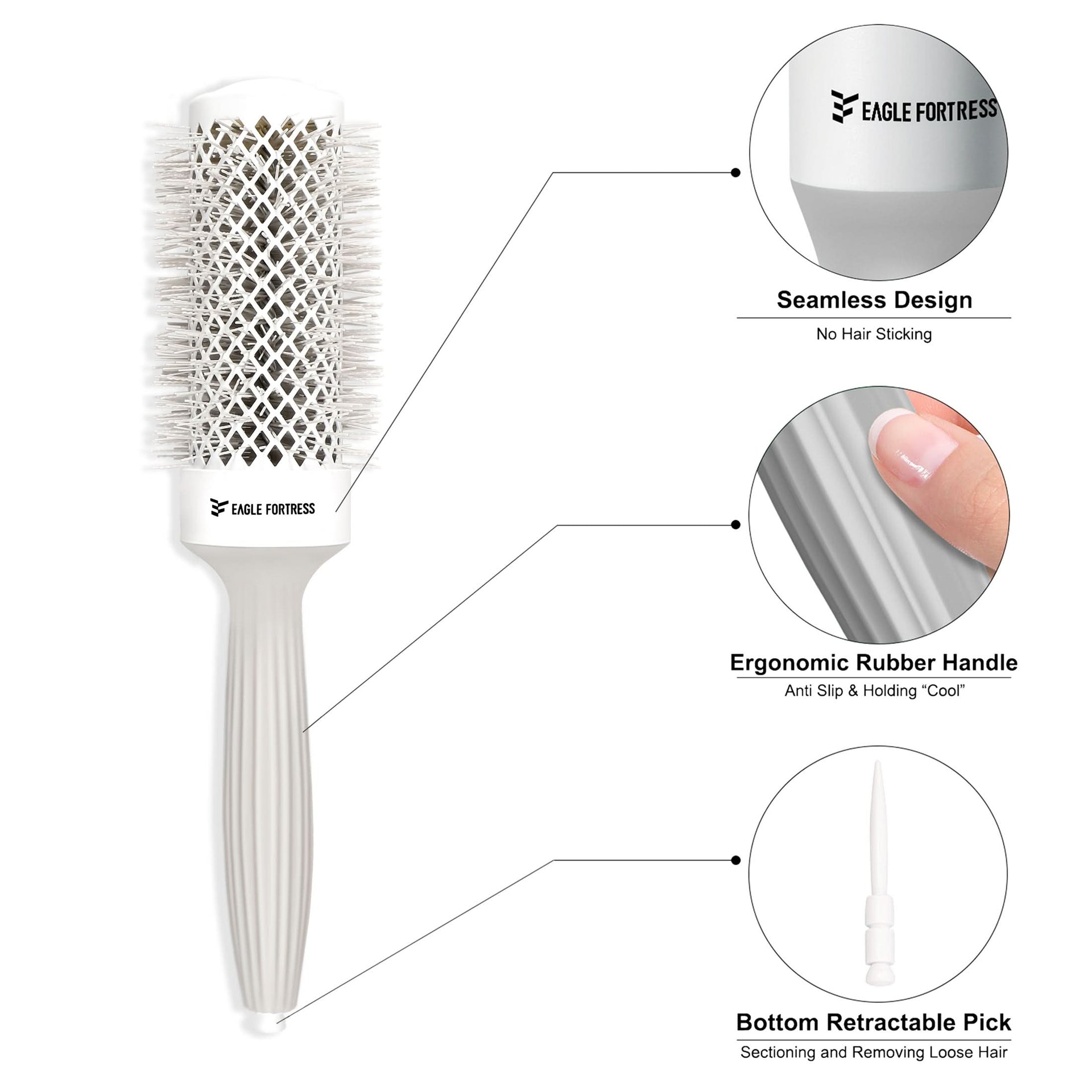Professional Ceramic Ionic Round Hair Brush 1.69in for Blow Drying