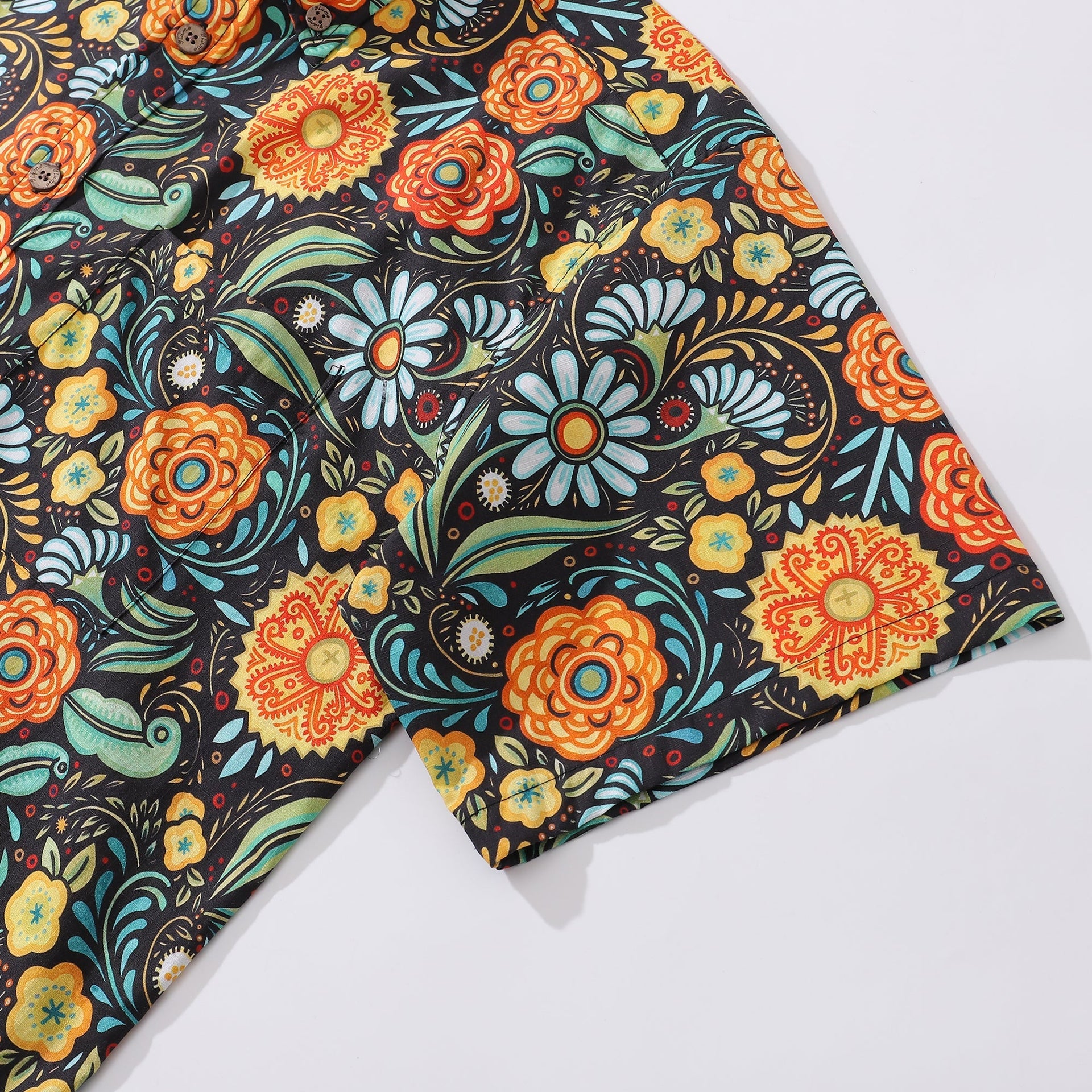 1950s Vintage Style Floral Short Sleeve Cotton Aloha Shirt