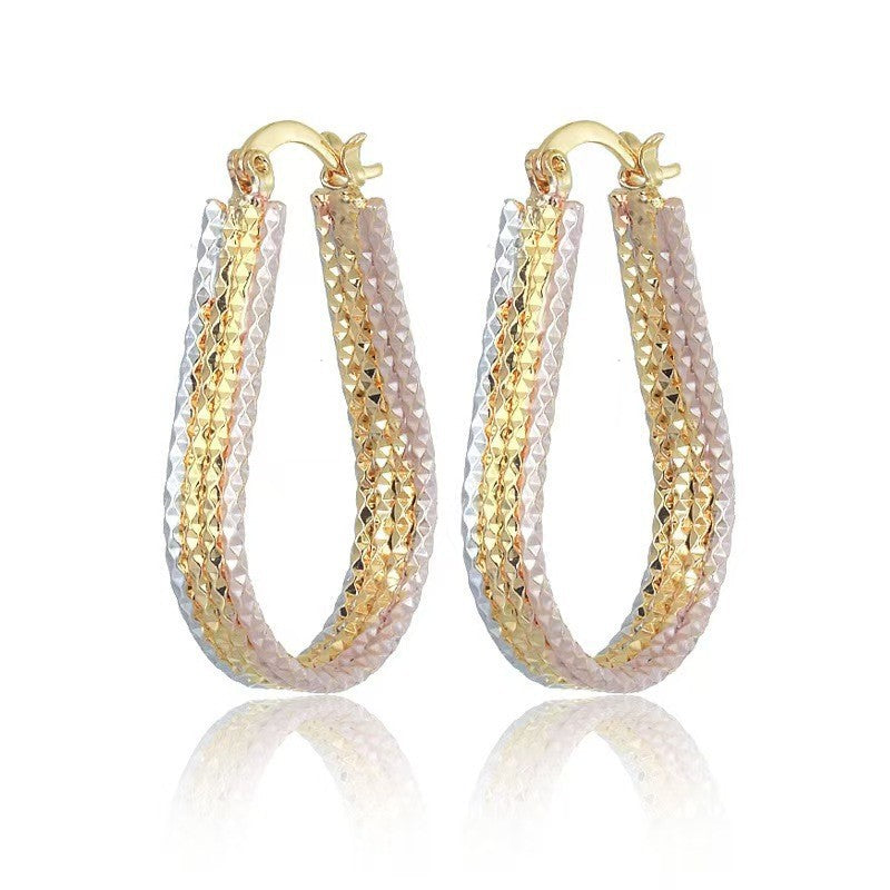 Modern Geometric Copper Earrings - Trendy Gold Pink Blue Jewelry