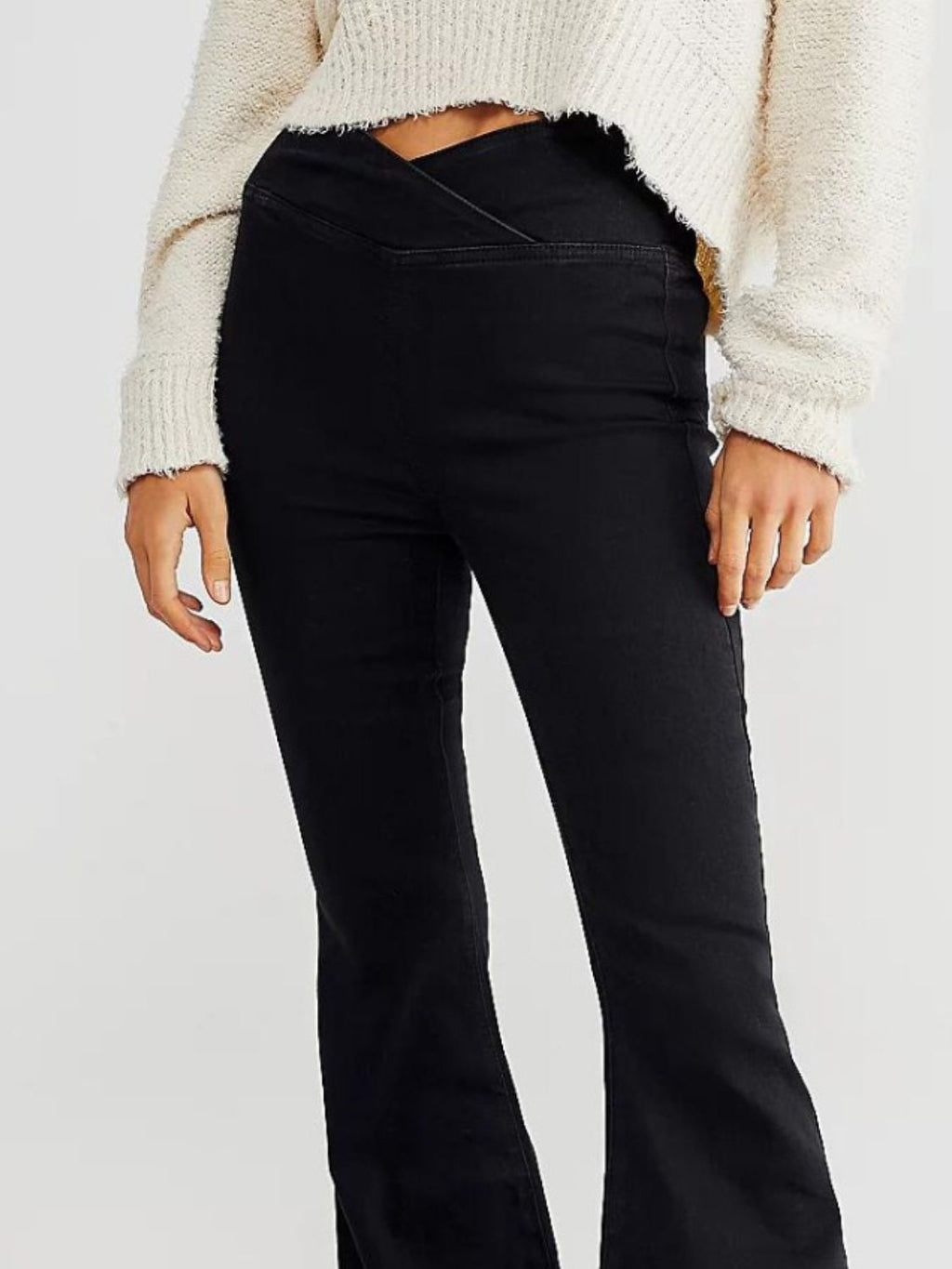 Asymmetric Waist Flare Jeans | High Rise Bohemian Denim