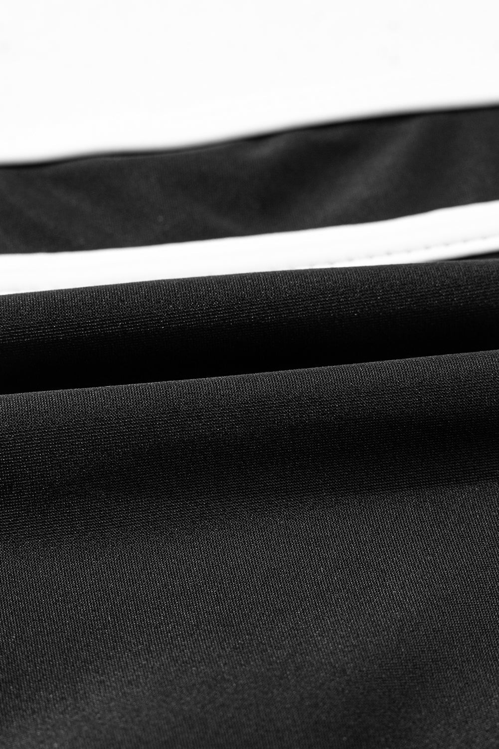 Black Contrast Trim U Neck High Waist Bikini Set