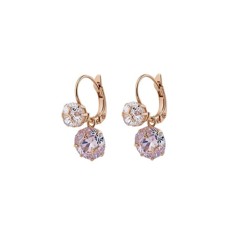 Womens Minimalist Round Rhinestone Pendant Clip On Earrings,Costume Earrings For Daily Party Wear