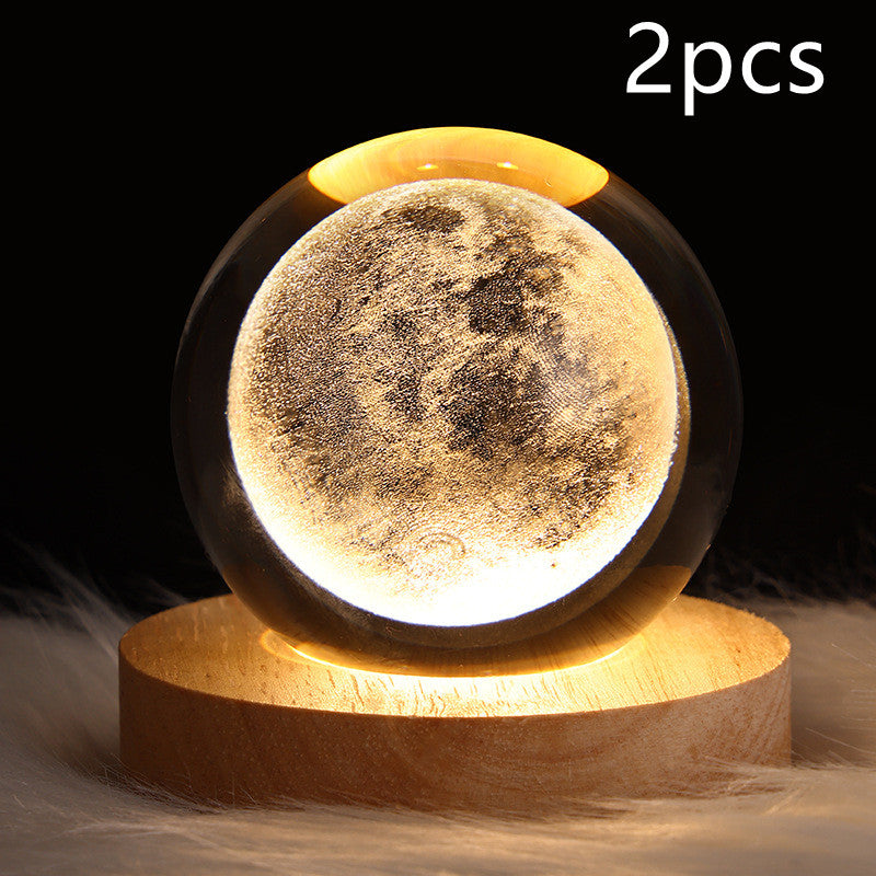 3D Galaxy Crystal Ball LED Night Light Planet Lamp Home Decor