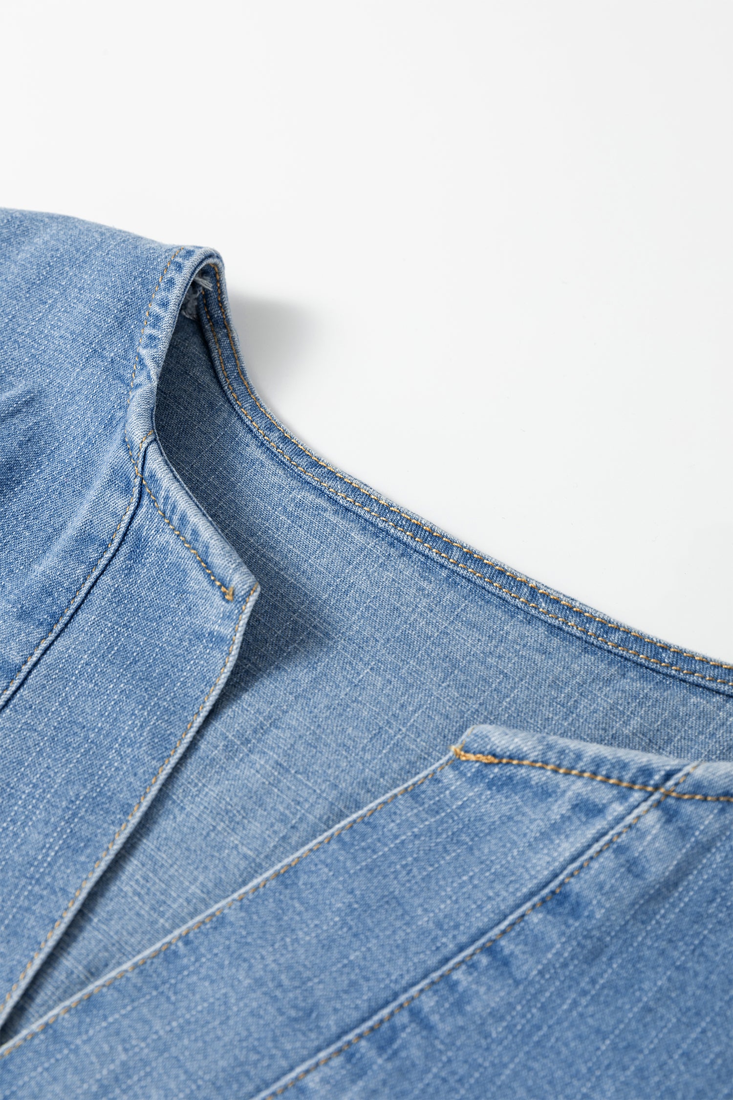 Myosotis Elastic Waist Short Sleeve Denim Mini Dress