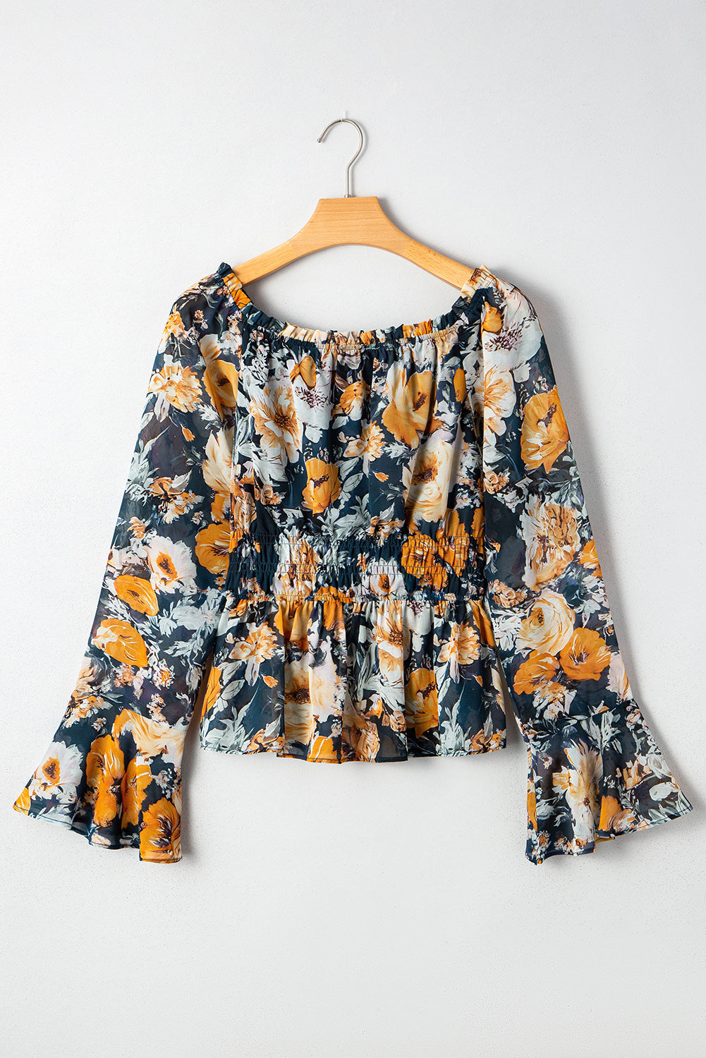 Floral Off Shoulder Bell Sleeve Peplum Top