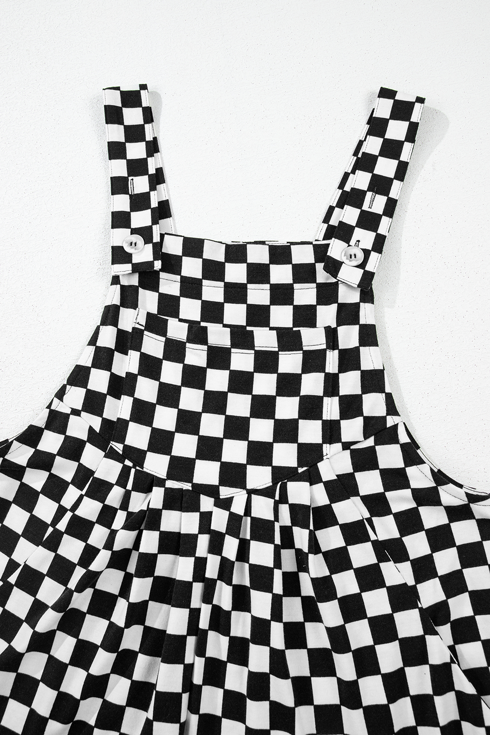 Checker Pocketed Wide Leg Jumpsuit