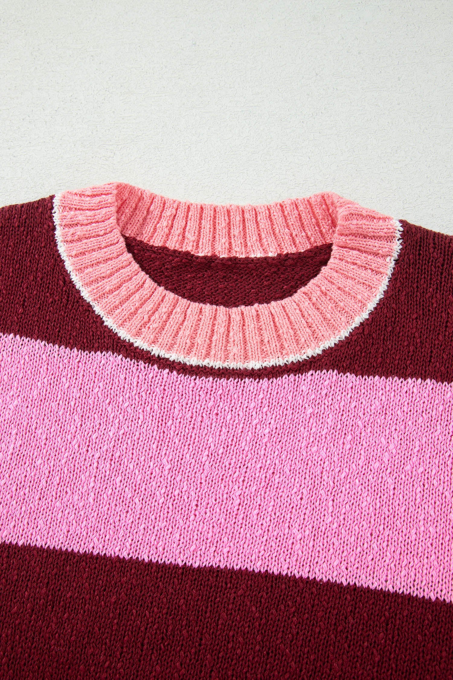 Stripe Drop Shoulder Long Sleeve Knit Pullover Sweater