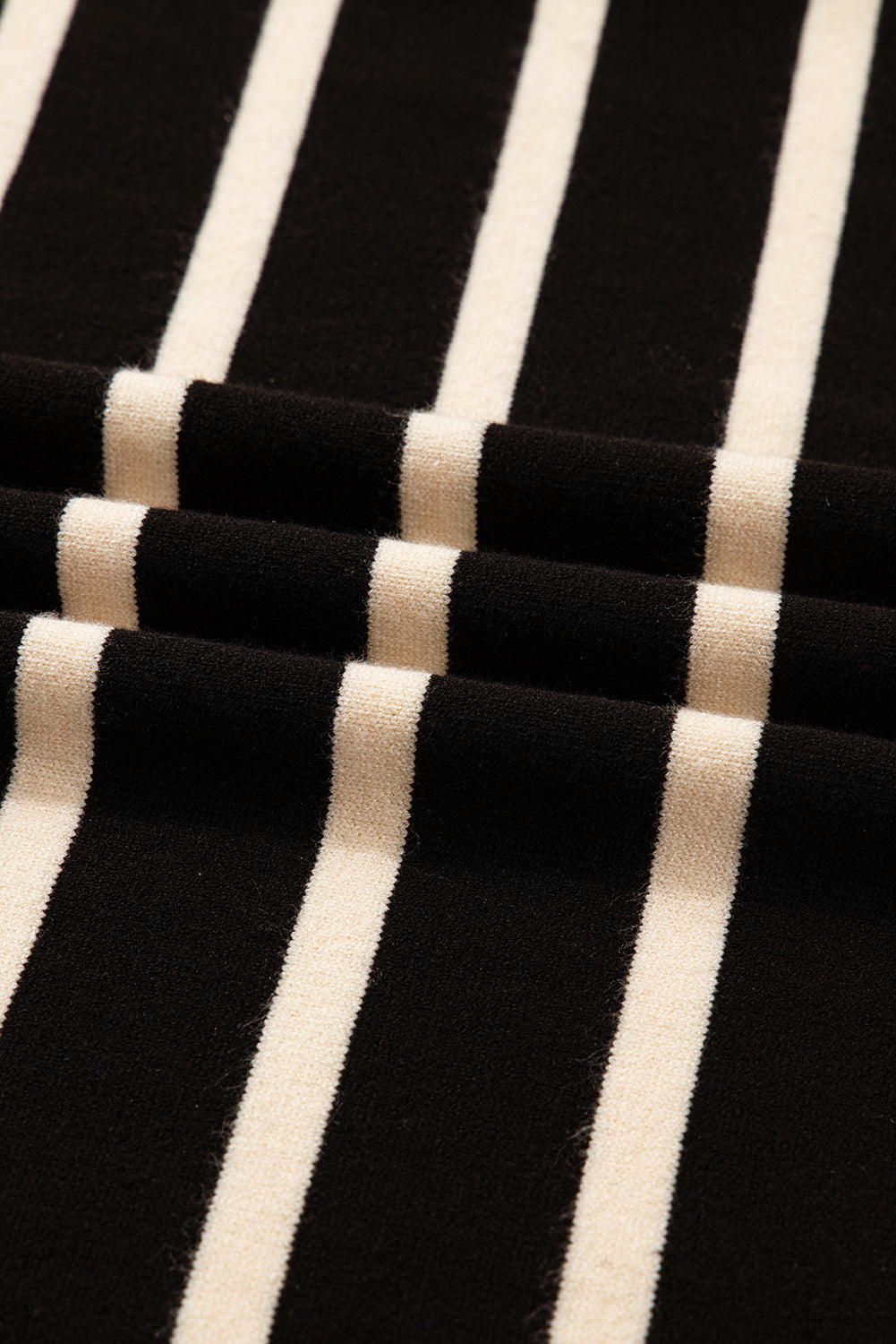 Stripe Puff Sleeve Collared Sweater Mini Dress