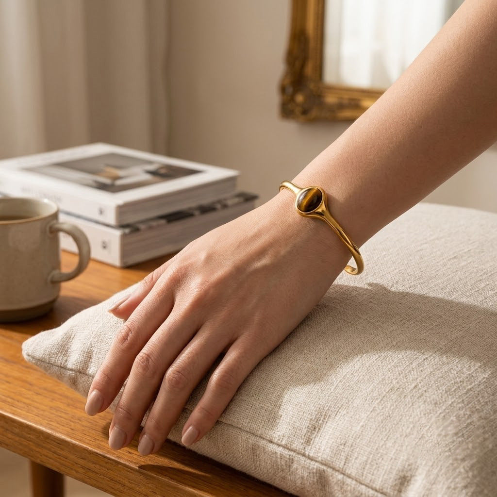 Natural Stone Round Ring Bracelet For Women