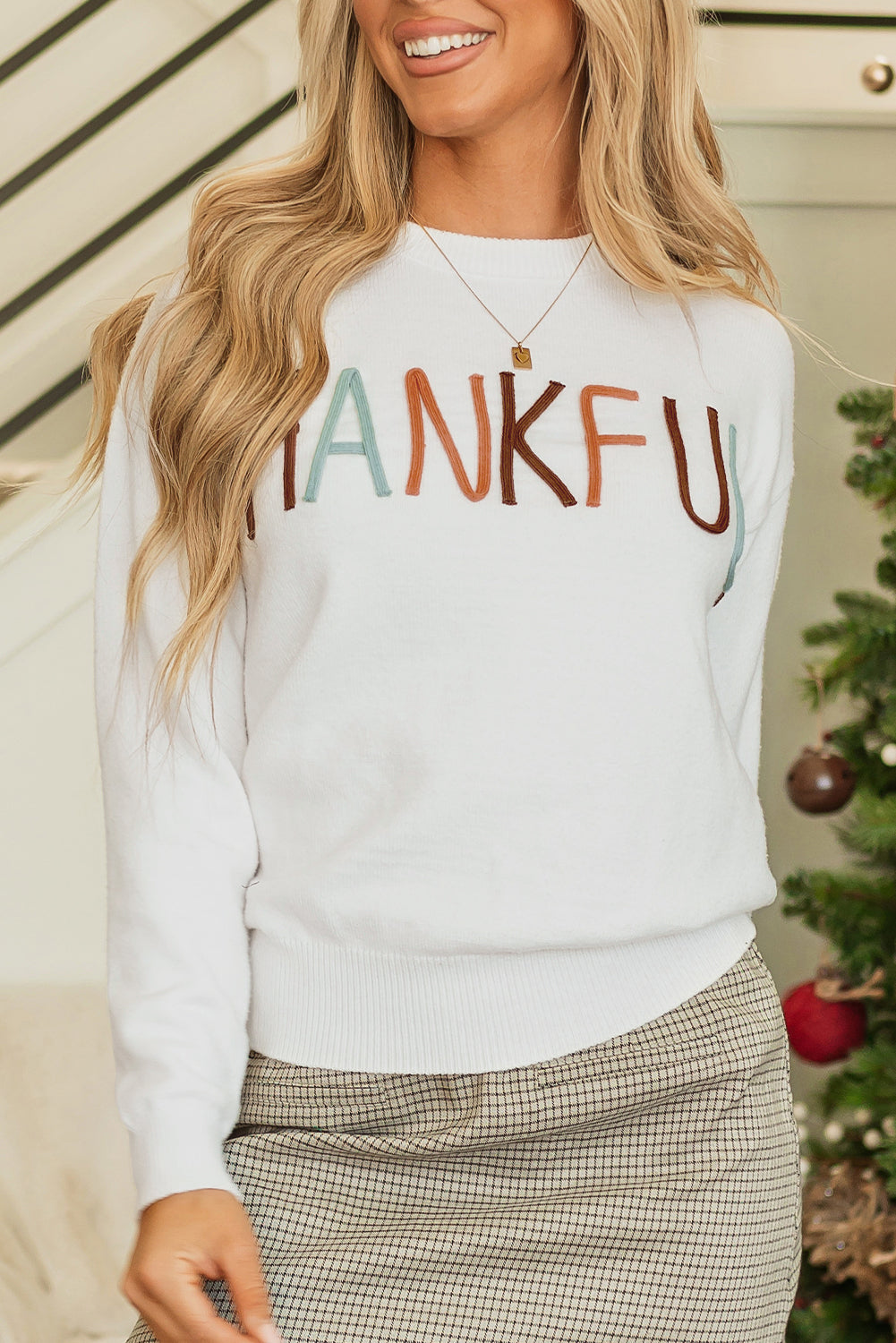 Thankful Embroidered Sweater