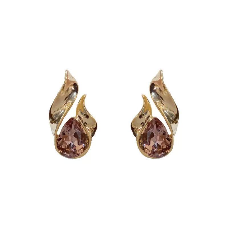 Gold-Plated Teardrop Stud Earrings: European Retro Minimalist Jewelry