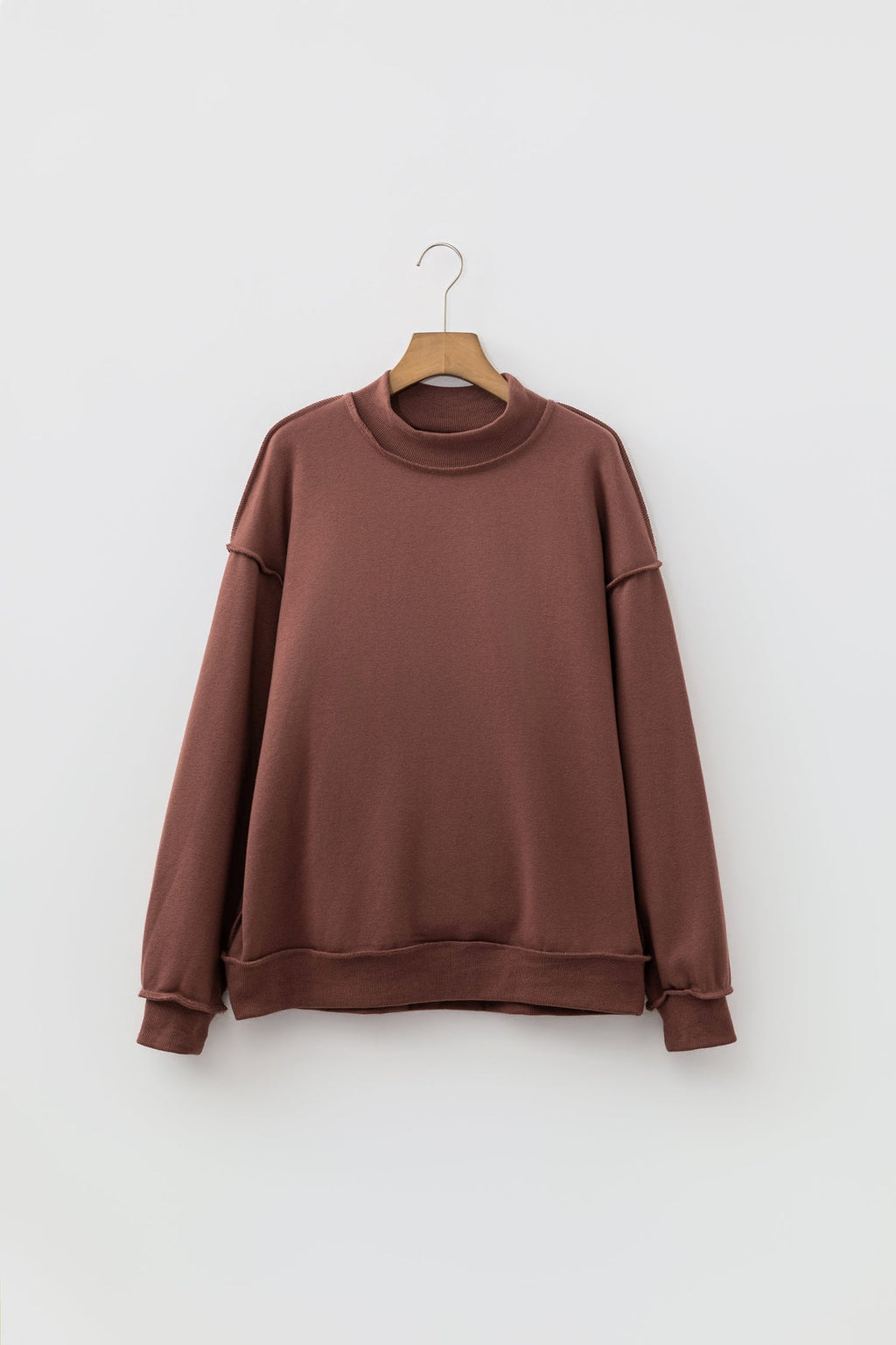 Bright Green Oversize Drop Shoulder Reversible Mock Neck Sweatshirt