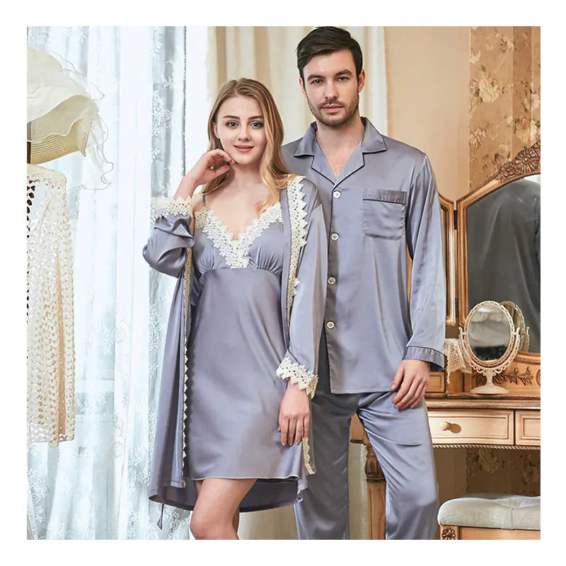 Lace Cami Robe for Women, Silk Couple Robe, Bridal Robe
