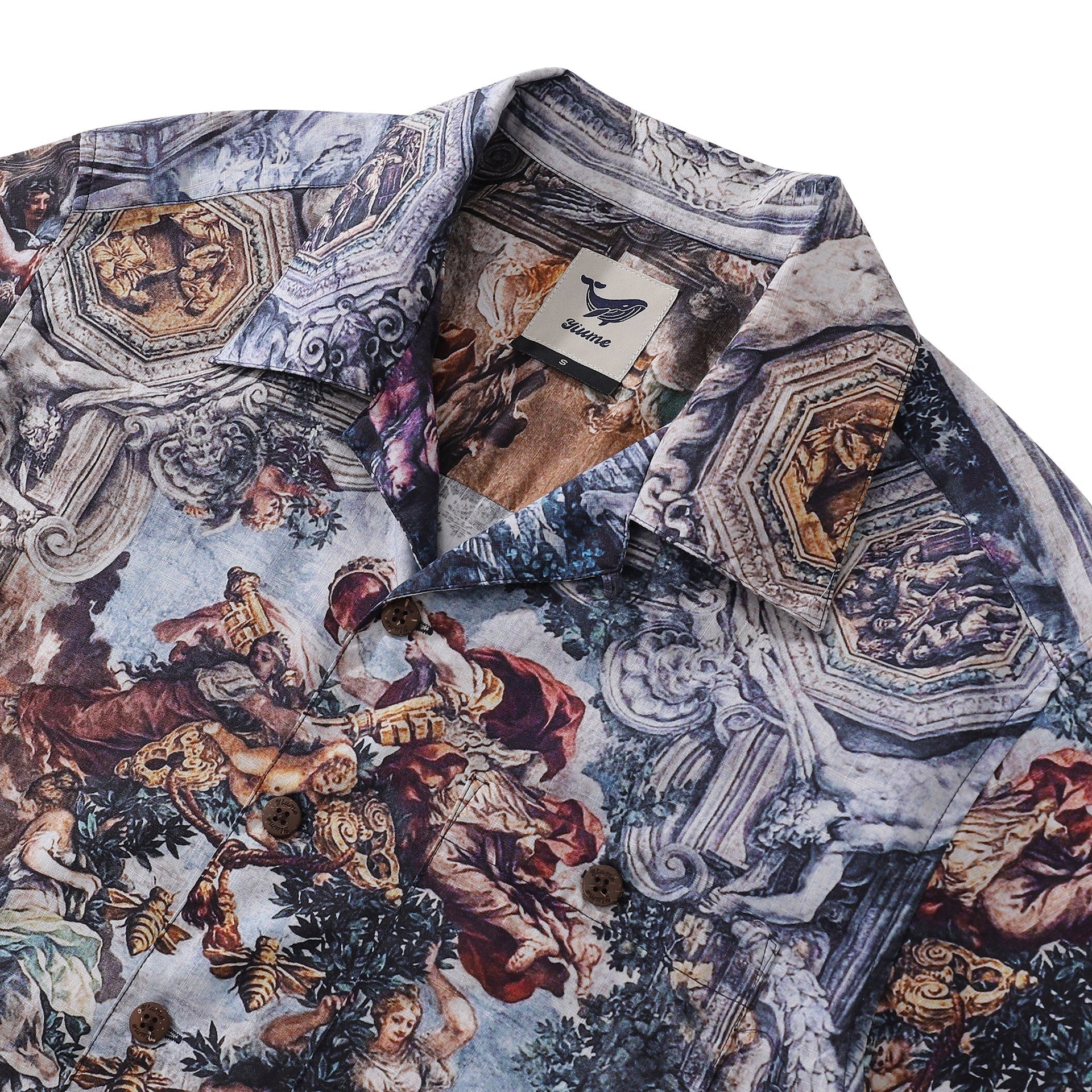 Baroque Art Print Men's Hawaiian Shirt, 100% Cotton Camp Collar