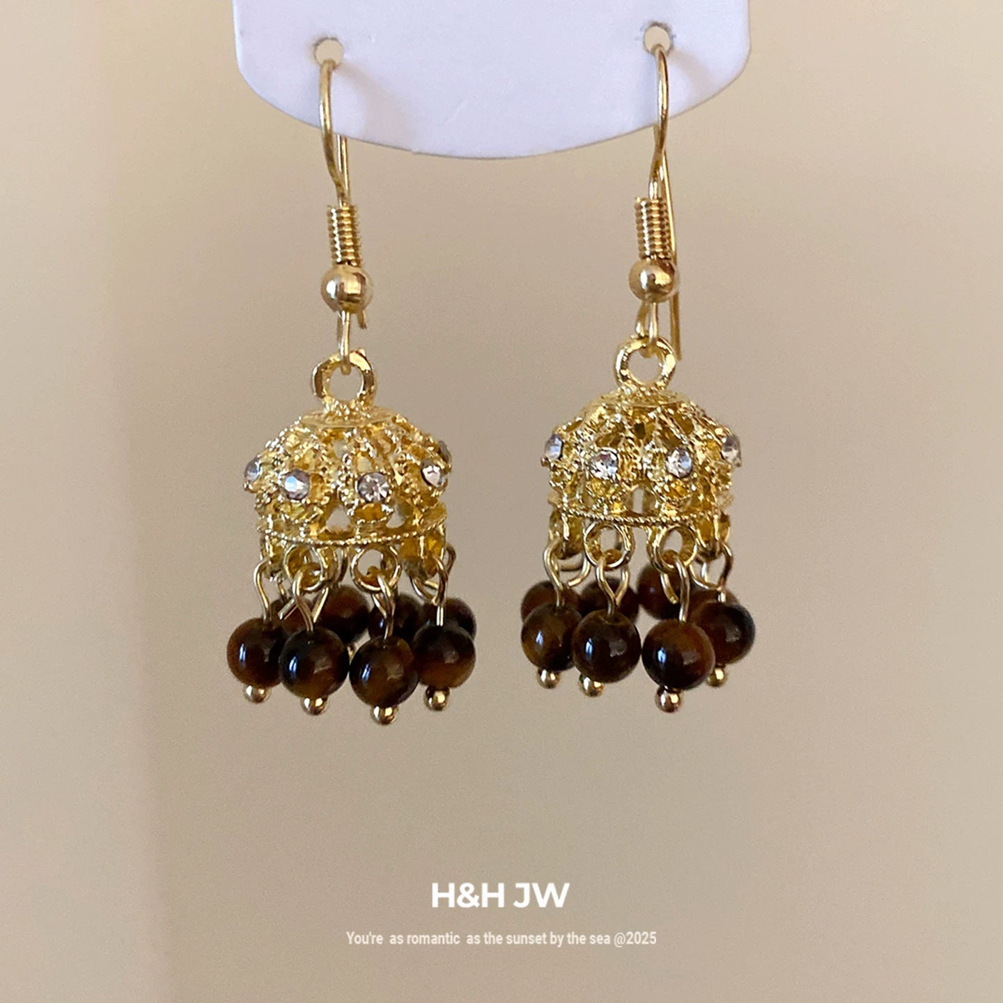 Womens Retro Ethnic Hollow Bell Tassel Stud Earrings,New Chinese Style Costume Earrings For Daily Party Wear