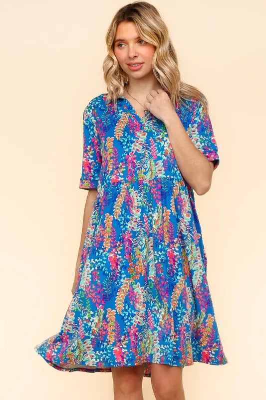Johnny Collar Babydoll Dress with Pockets