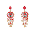 Waterfall Tassel Tulip-Print Earrings, Bohemian Statement Jewelry