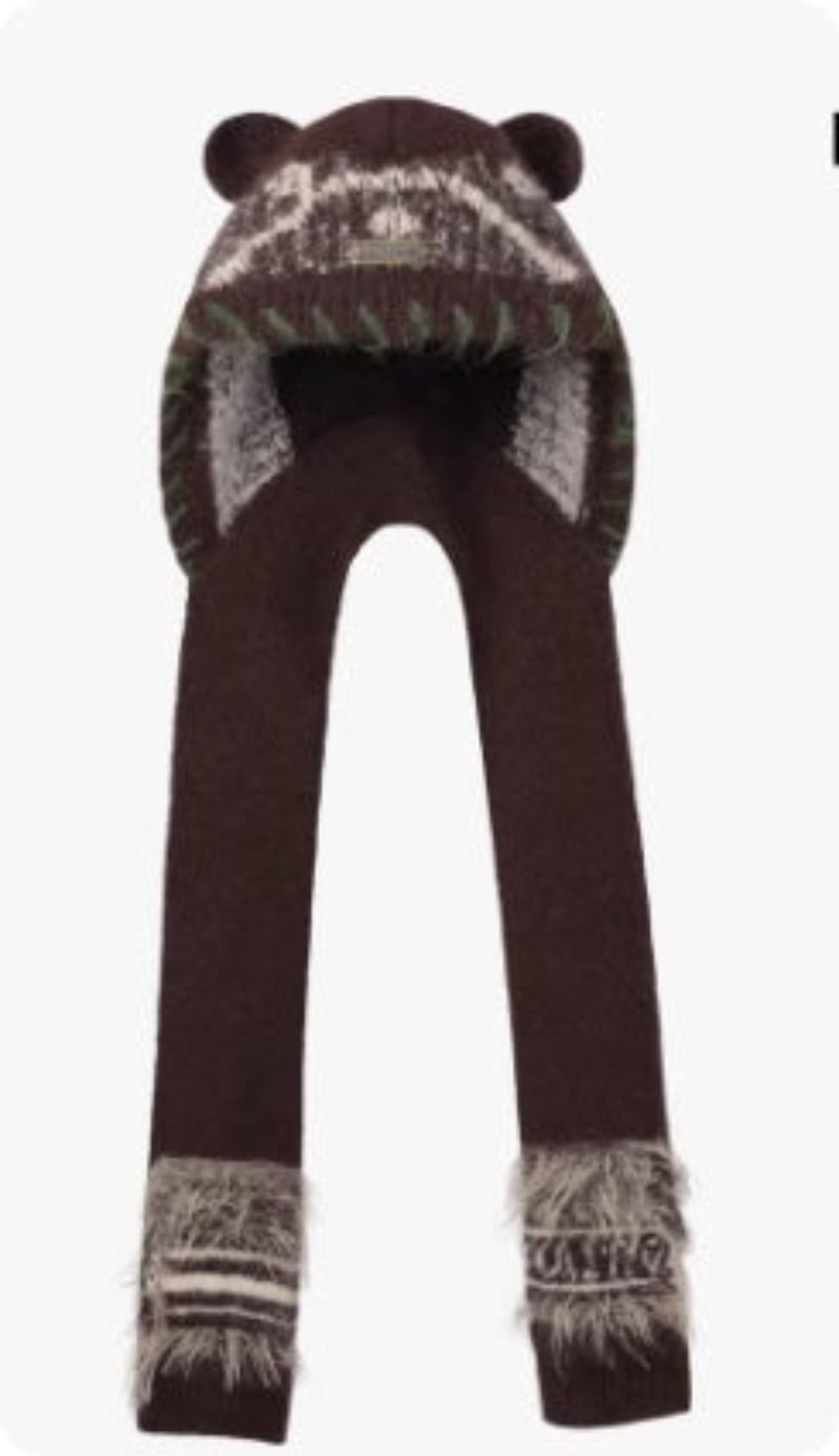 Women's Cute Bear Ear Knitted Winter Beanie Hat