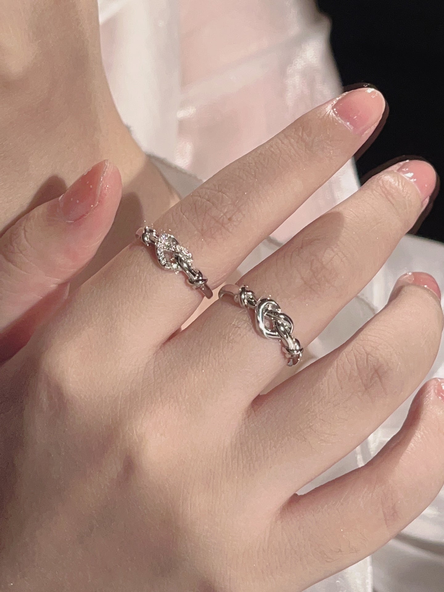 Love Heart Couple Rings For Men & Women, Simple Twin Knot Fashion Light Luxury Gift
