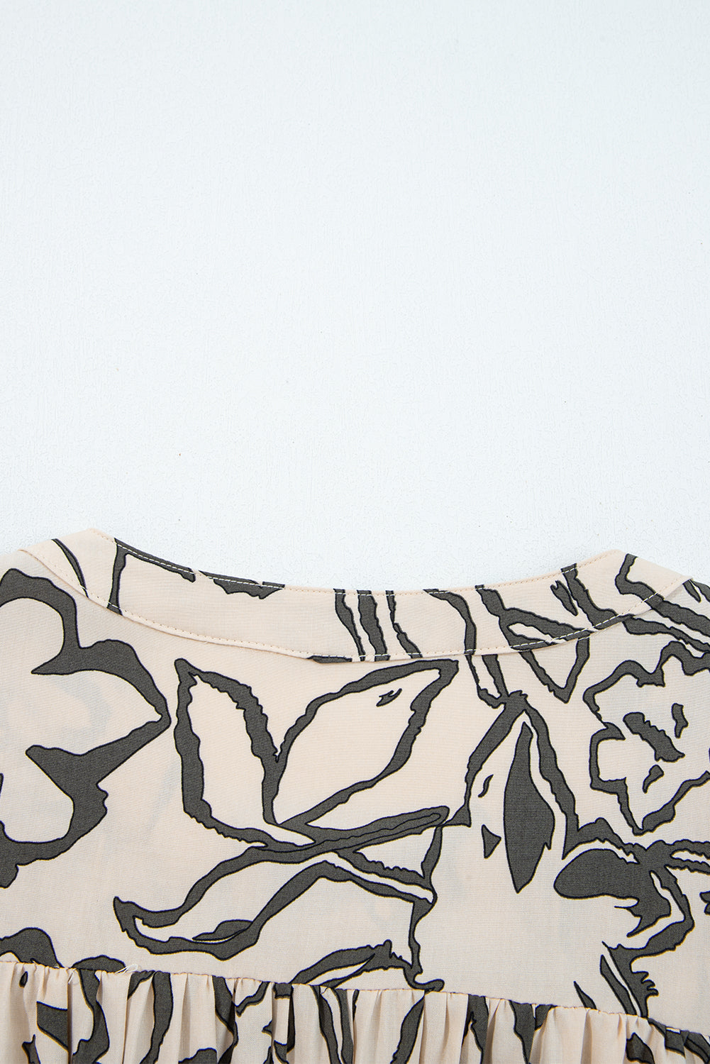 Blue Floral Print Batwing Sleeve Buttoned Shirt