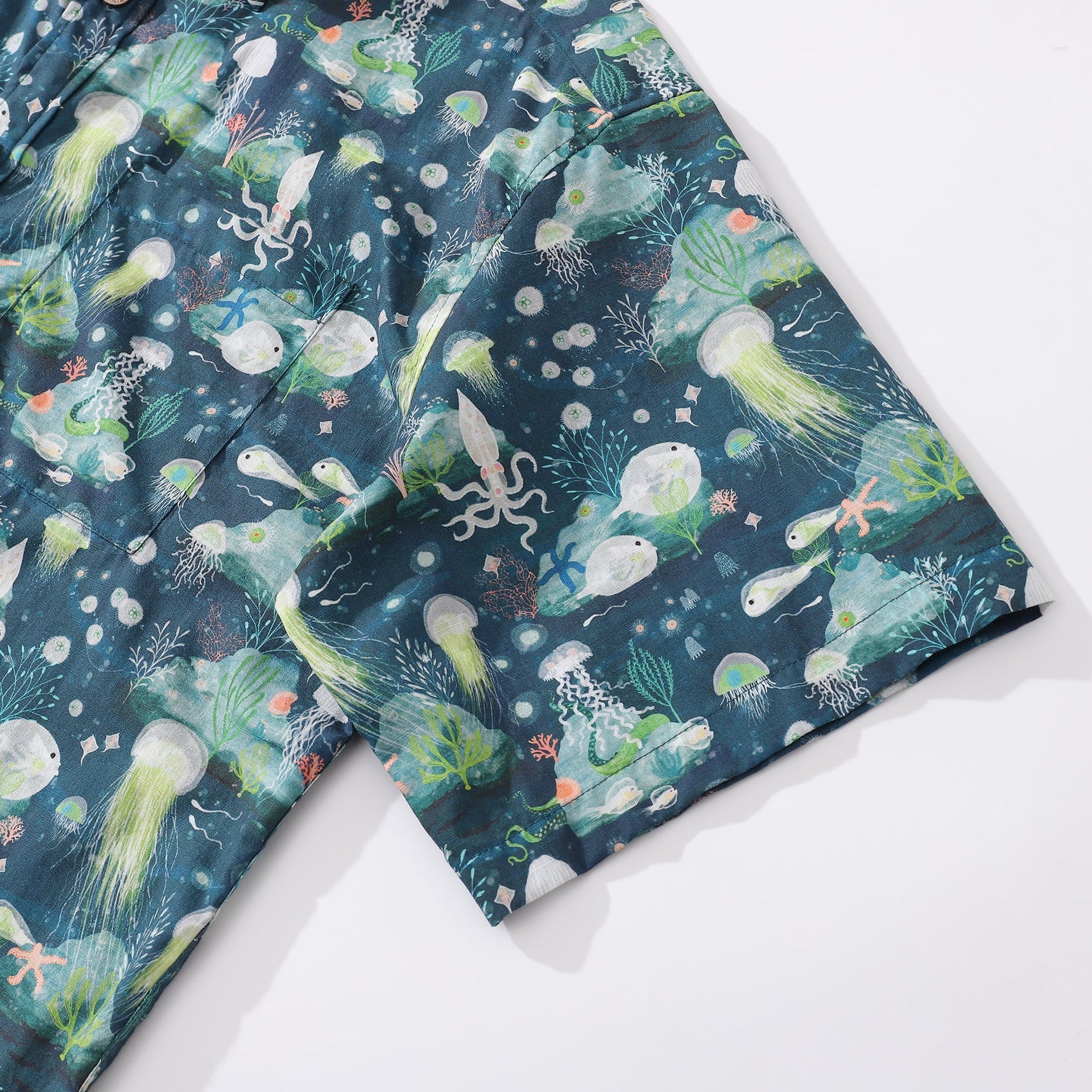 Lumo Bioluminescent Print Cotton Hawaiian Shirt for Men