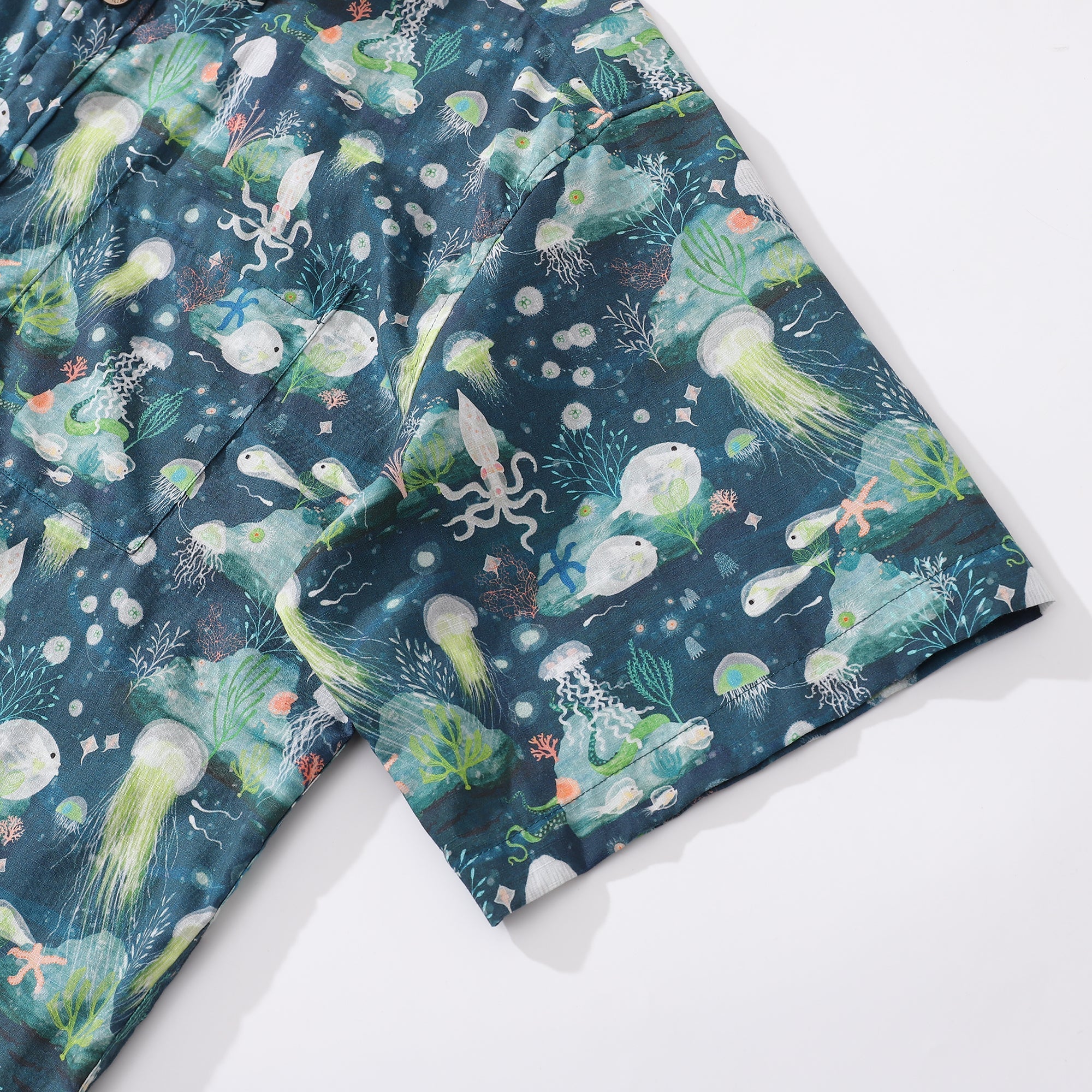 Lumo Bioluminescent Print Cotton Hawaiian Shirt for Men