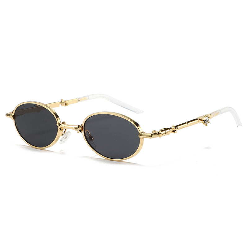 Foldable Small Frame Sunglasses with Tinted Lenses for Women