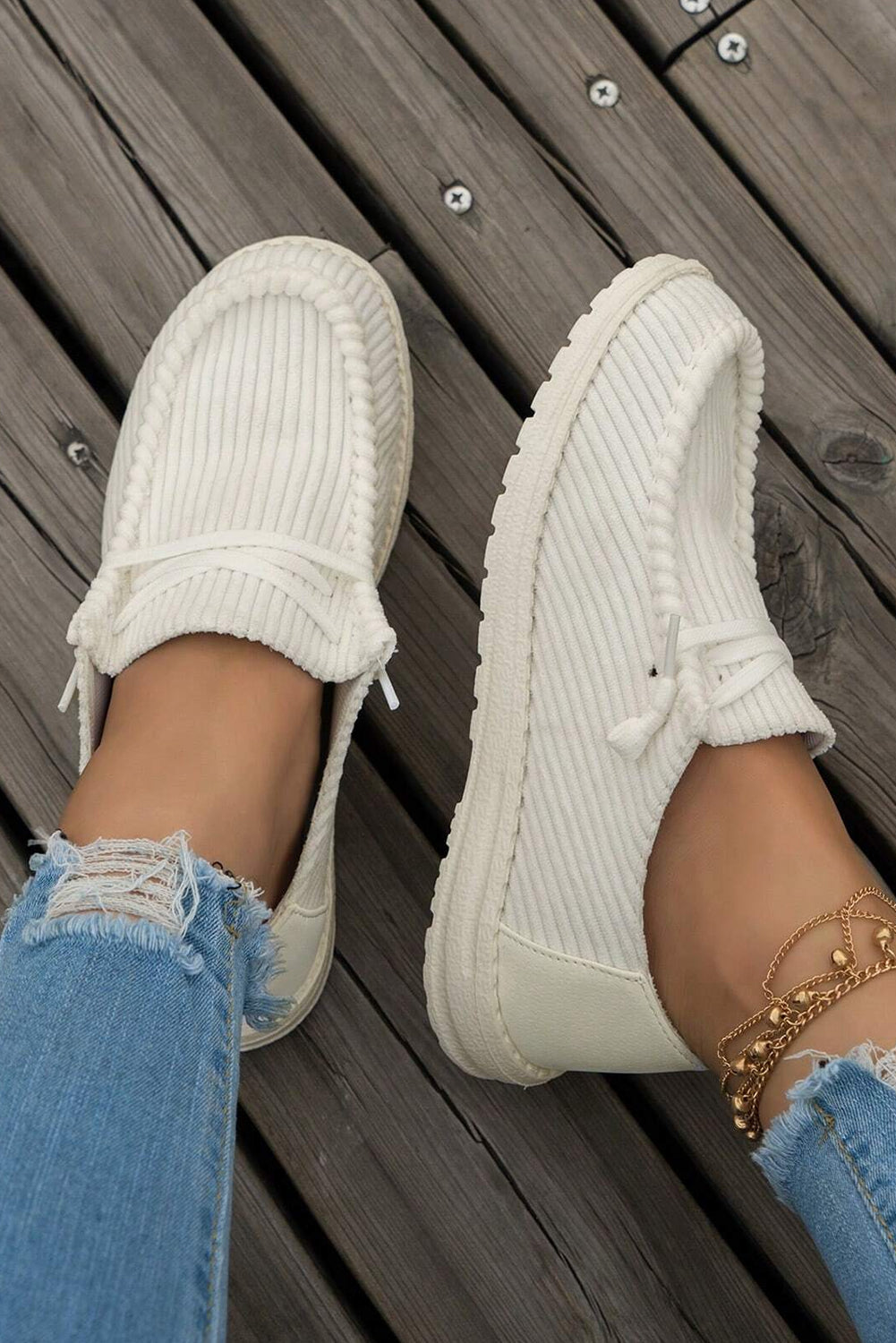 White Lace Up Casual Shoes